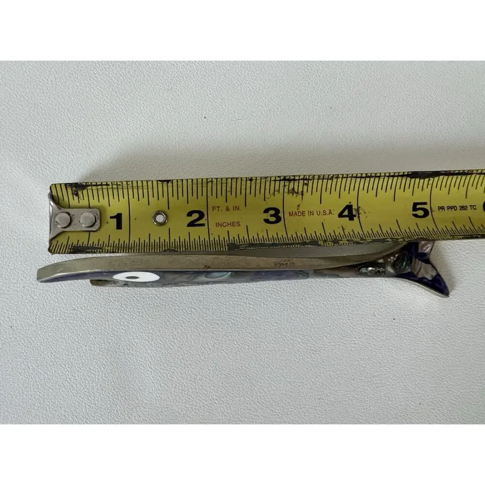 Vintage Abalone Fish Bottle Opener Alpaca Silver Frame Mid Century Modern MCM